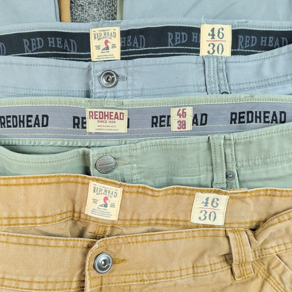 RedHead Pants Lot 3 Size 46x30 Mens Carpenter Utility Tan Green Blue Workwear